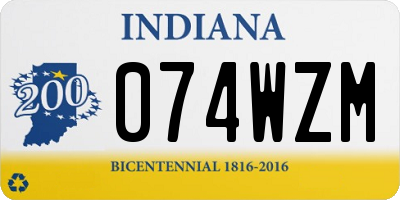 IN license plate 074WZM
