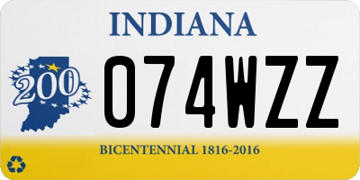 IN license plate 074WZZ