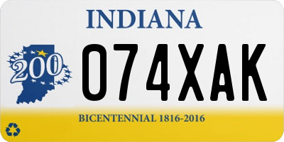 IN license plate 074XAK