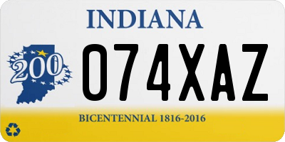 IN license plate 074XAZ