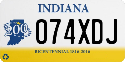 IN license plate 074XDJ