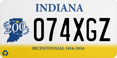 IN license plate 074XGZ