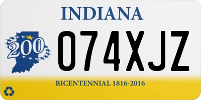 IN license plate 074XJZ