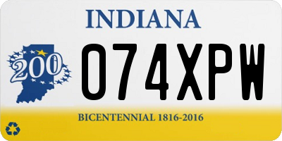 IN license plate 074XPW