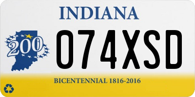 IN license plate 074XSD