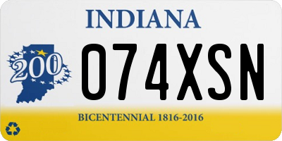 IN license plate 074XSN