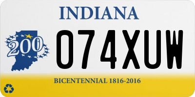 IN license plate 074XUW