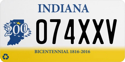 IN license plate 074XXV