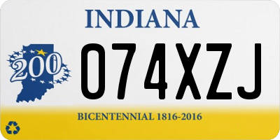 IN license plate 074XZJ