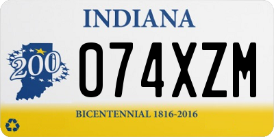 IN license plate 074XZM