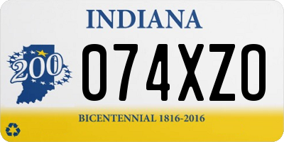 IN license plate 074XZO