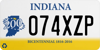 IN license plate 074XZP