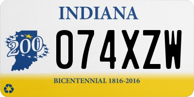 IN license plate 074XZW