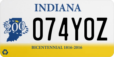 IN license plate 074YOZ