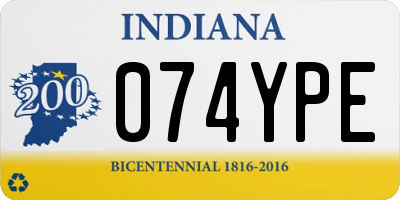 IN license plate 074YPE