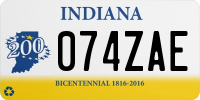 IN license plate 074ZAE
