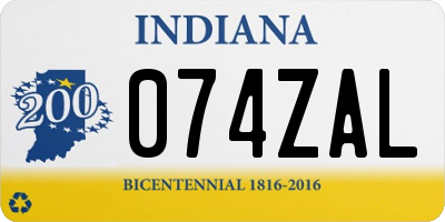 IN license plate 074ZAL