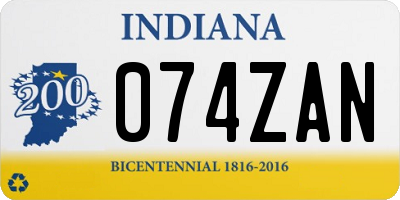 IN license plate 074ZAN