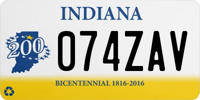 IN license plate 074ZAV