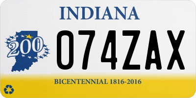 IN license plate 074ZAX