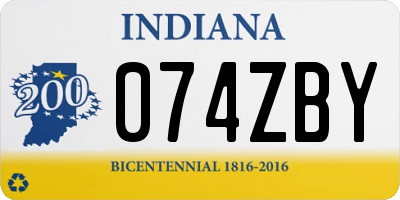 IN license plate 074ZBY