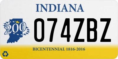 IN license plate 074ZBZ