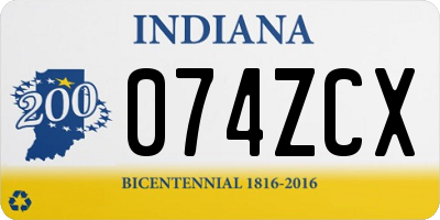 IN license plate 074ZCX