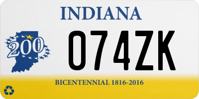 IN license plate 074ZK