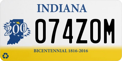 IN license plate 074ZOM