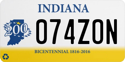 IN license plate 074ZON