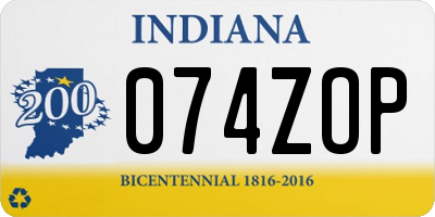 IN license plate 074ZOP