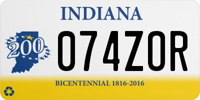 IN license plate 074ZOR