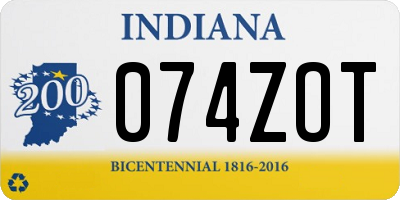 IN license plate 074ZOT