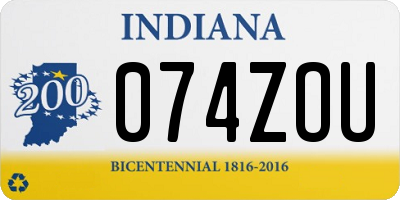 IN license plate 074ZOU