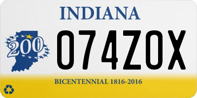 IN license plate 074ZOX