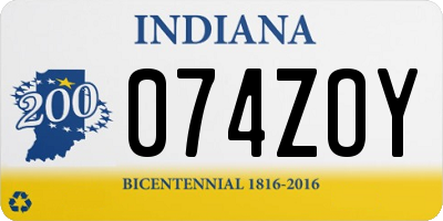 IN license plate 074ZOY