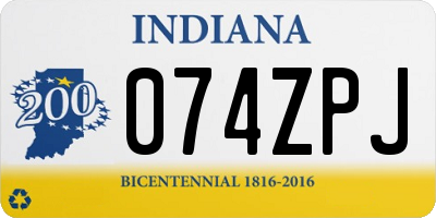 IN license plate 074ZPJ