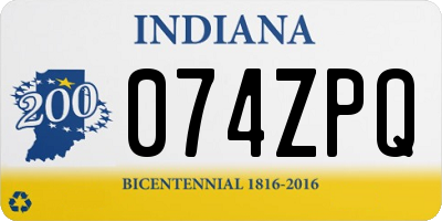 IN license plate 074ZPQ