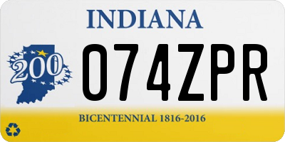 IN license plate 074ZPR