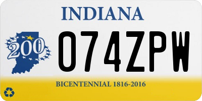 IN license plate 074ZPW