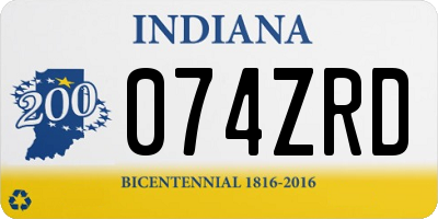 IN license plate 074ZRD