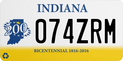 IN license plate 074ZRM
