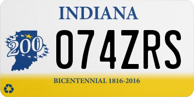 IN license plate 074ZRS