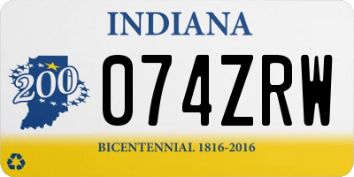 IN license plate 074ZRW