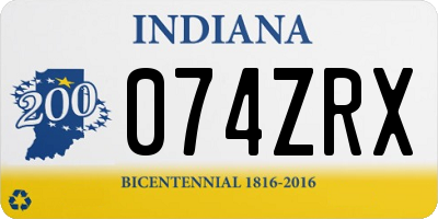IN license plate 074ZRX