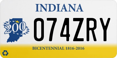 IN license plate 074ZRY