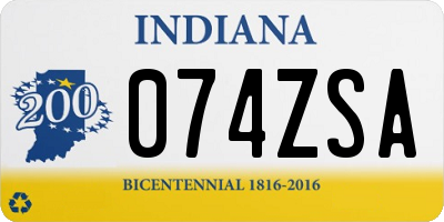 IN license plate 074ZSA