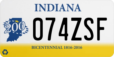 IN license plate 074ZSF