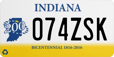 IN license plate 074ZSK