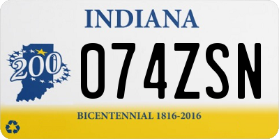 IN license plate 074ZSN